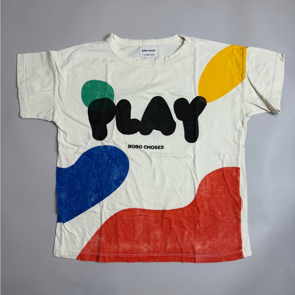 Bobo Choses Playful Shapes Tee - Cream, Red, Blue, Green, Yellow